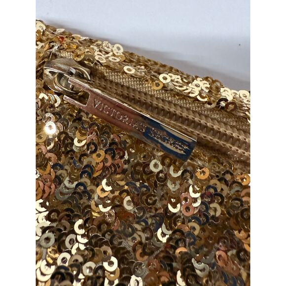 Victoria's Secret Sparkling Gold Sequin Clutch Christmas Parties Holidays - Picture 9 of 11